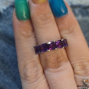Elegant Amethyst Gemstone Ring Sterling Silver Sz 5.25